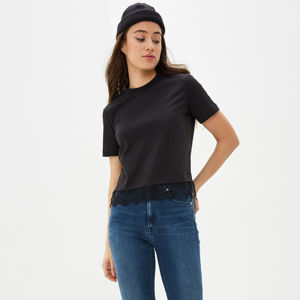 Calvin Klein dámské černé tričko s krajkou - L (BAE)